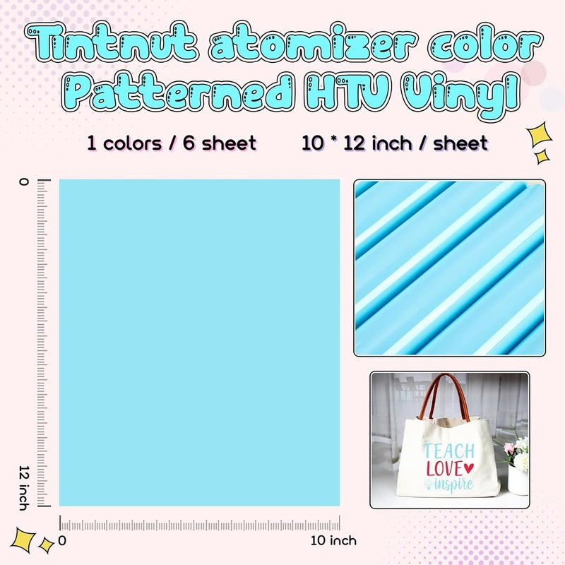 Tintnut Atomizer Color Heat Transfer Vinyl -6 Sheets 12"x10" Bright Color Iron on Vinyl for T-Shirts Clothing Bags HTV Vinyl for All Cutting Machine - Image 2